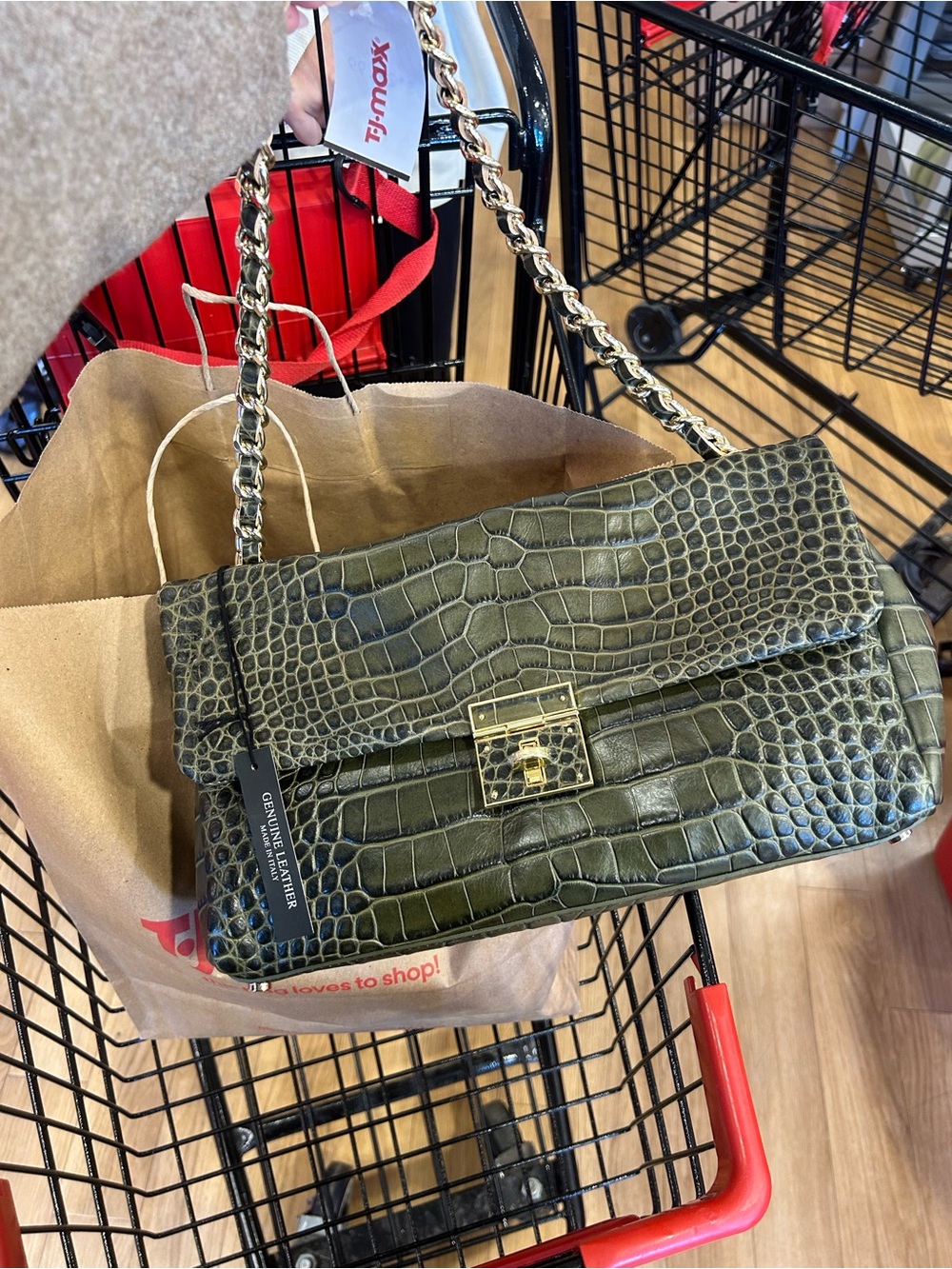 Claudia Firenze olive green shoulder bag